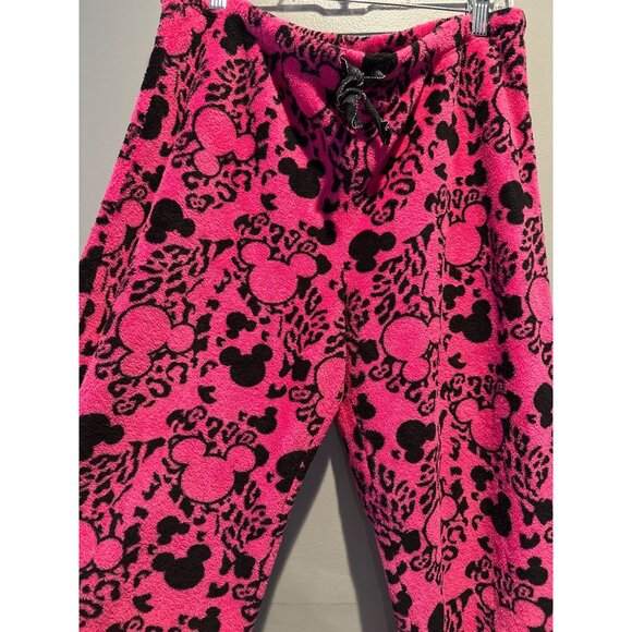 Disney Women’s L Pink & Black Fleece Pajama Pants Cozy Lounge y2k retro comfy - Picture 2 of 6